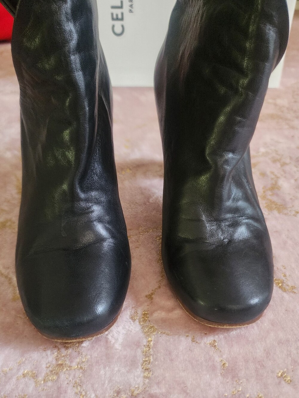 CELINE | Black Leather Wrap Ankle Boots - Picture 6 of 15